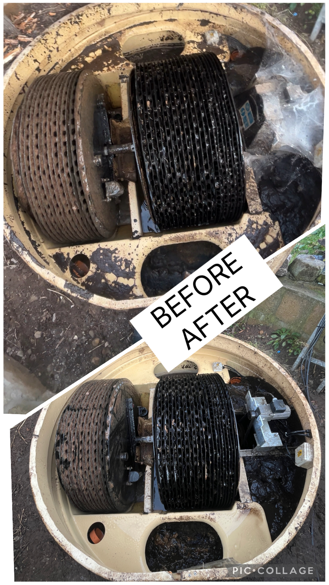 BioDisc before and after cleaned in Carnwath – BAX BioDisc service