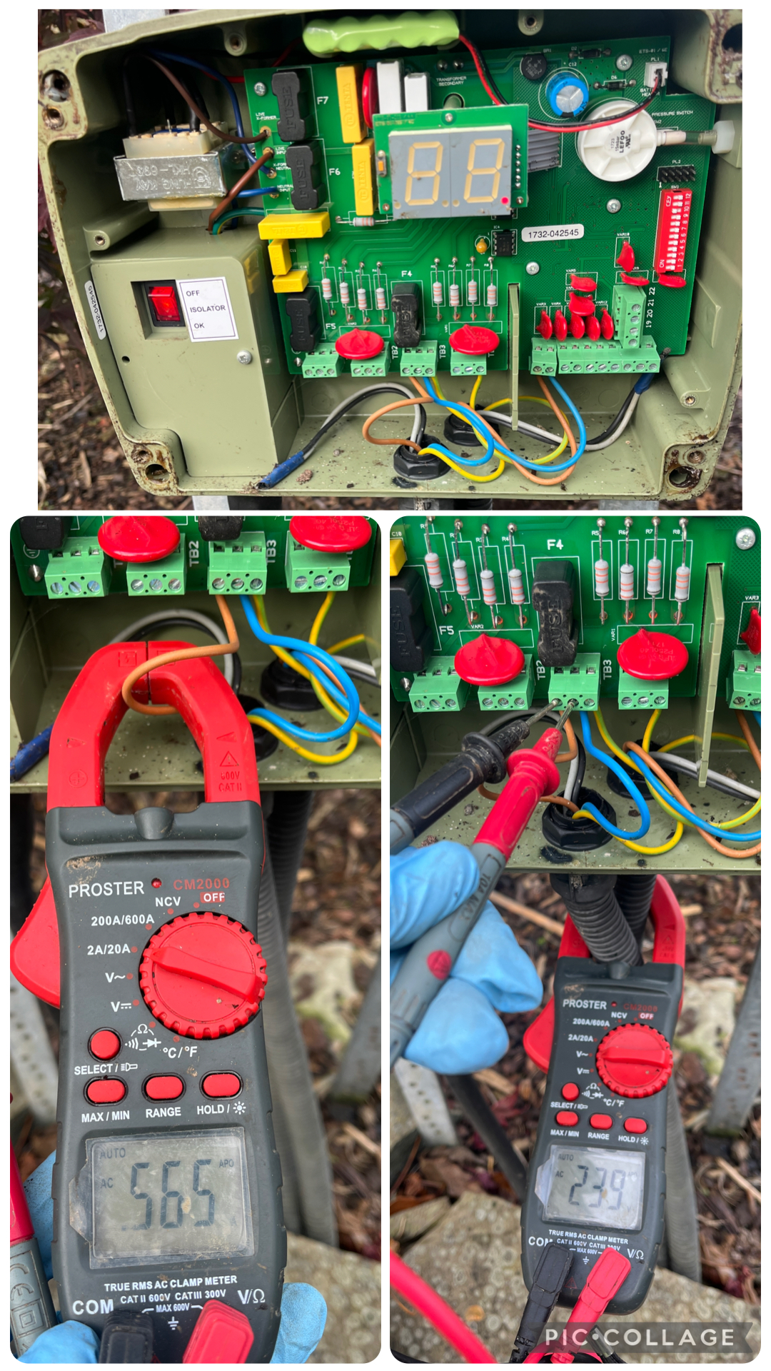 Darcy Kingspan control panel inspection during BA BioDisc service Stirlingshire
