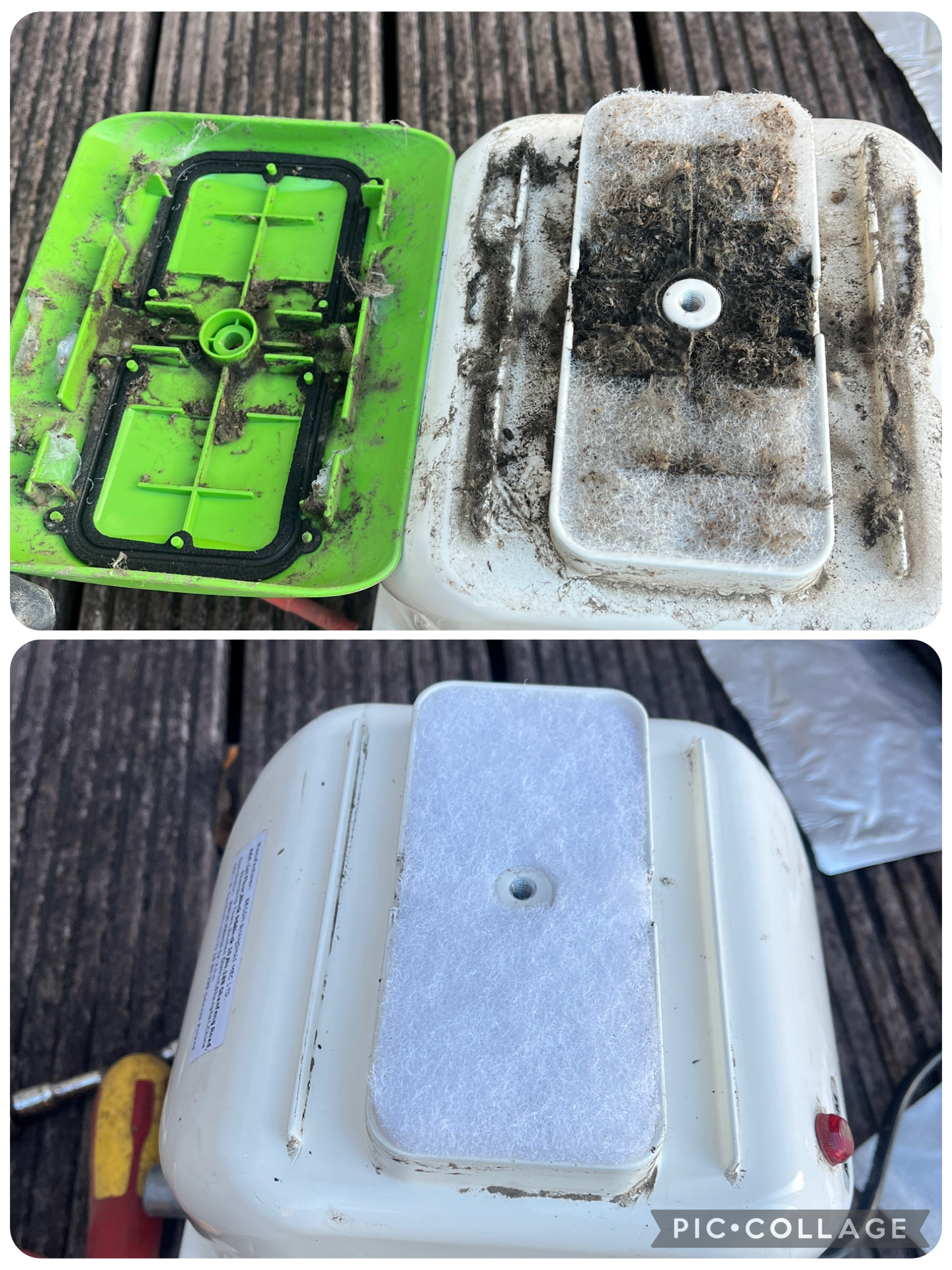 Biodigester before and after cleaned