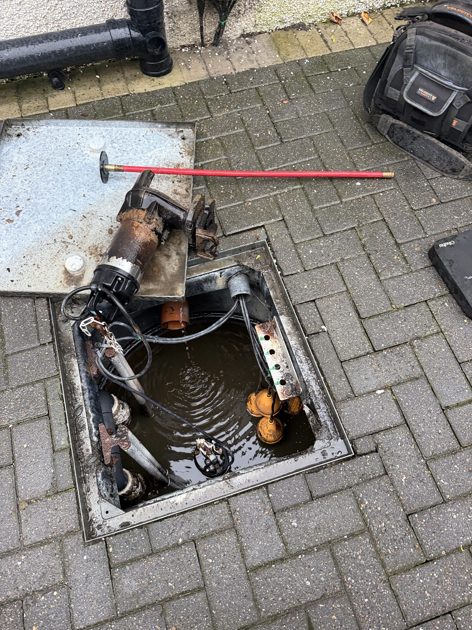 Hippo 50QS sewage pump removed for servicing