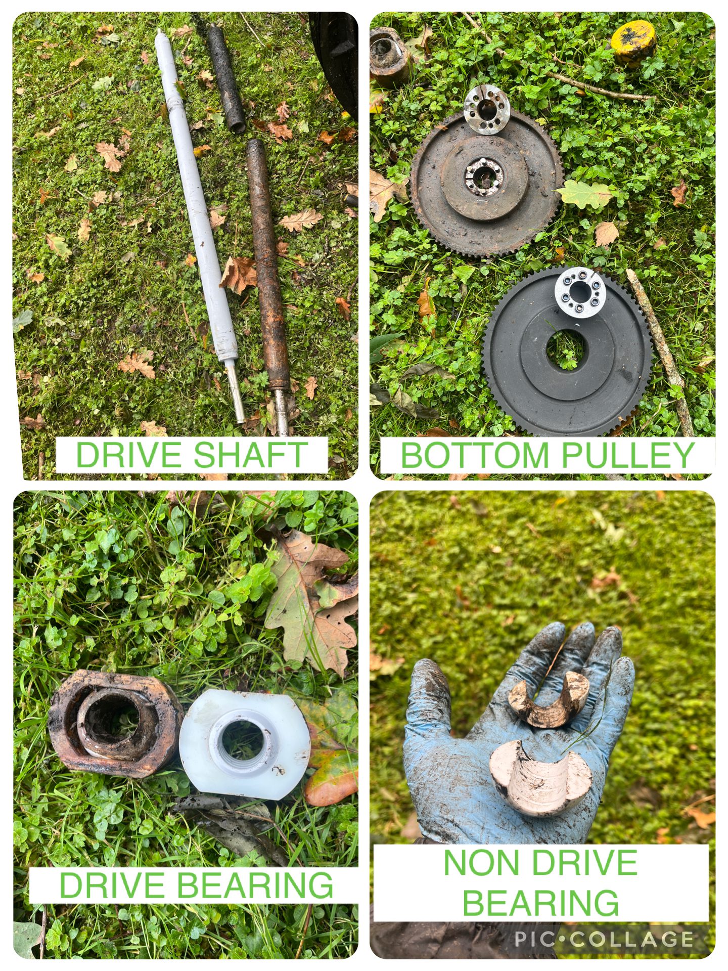 Old and new BioDisc parts side by side Douglas South Lanarkshire